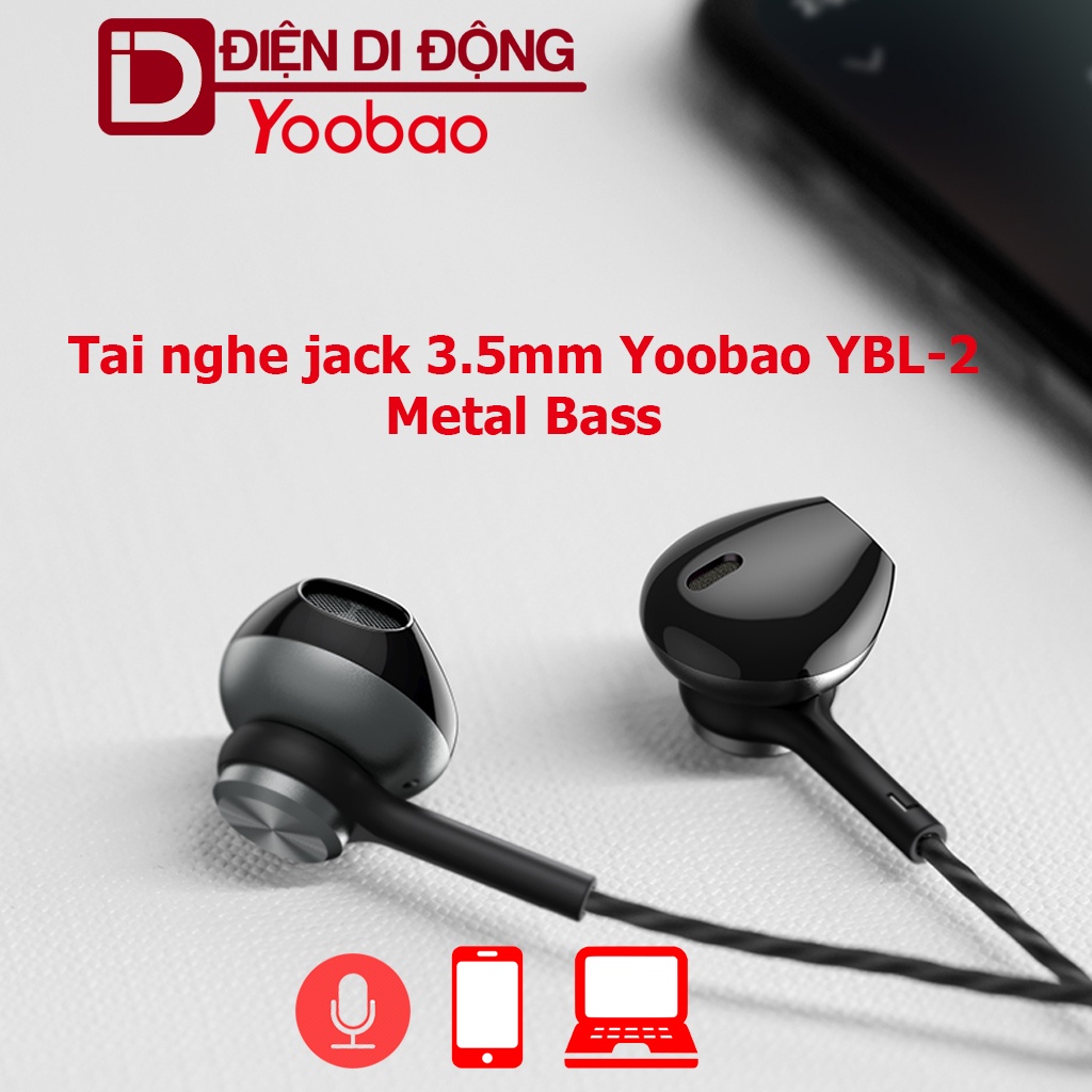 Tai nghe 3.5 mm Yoobao YBL-2 có Mic thoại và điều khiển âm lượng
