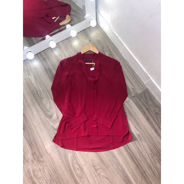 [HÀNG LOẠI 1] Áo sơ mi công sở nữ lụa nơ ngực dài tay hai màu trắng và đỏ đô (ảnh thật) (Cam kết hàng y hình) VP5LP89LN | BigBuy360 - bigbuy360.vn