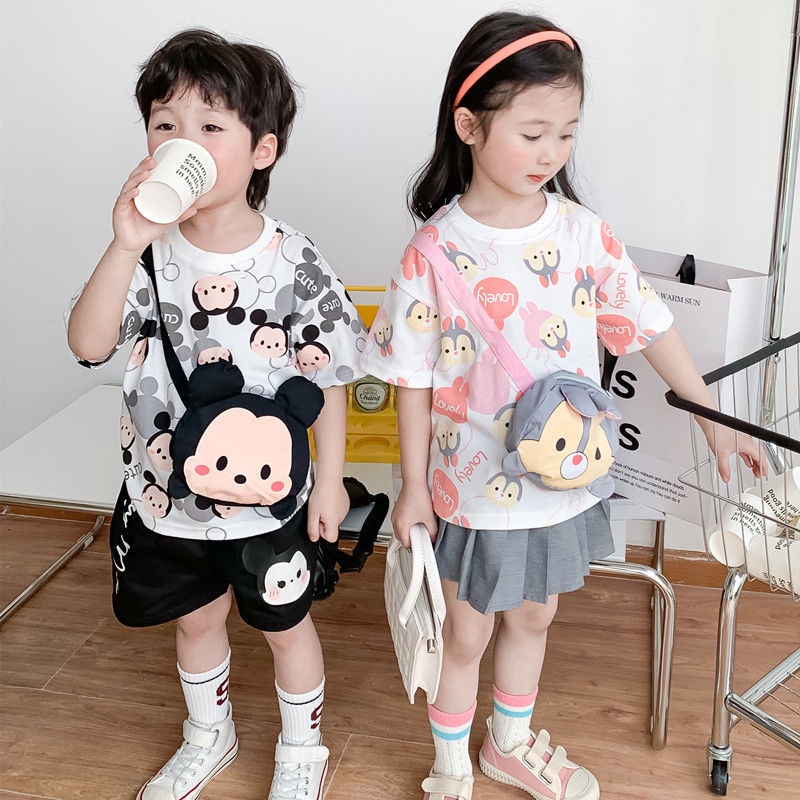 Áo Thun Tay Ngắn Cổ Tròn Dáng Rộng In Hoạt Hình Kiểu Hàn Quốc Thời Trang Mùa Hè Cho Bé Trai