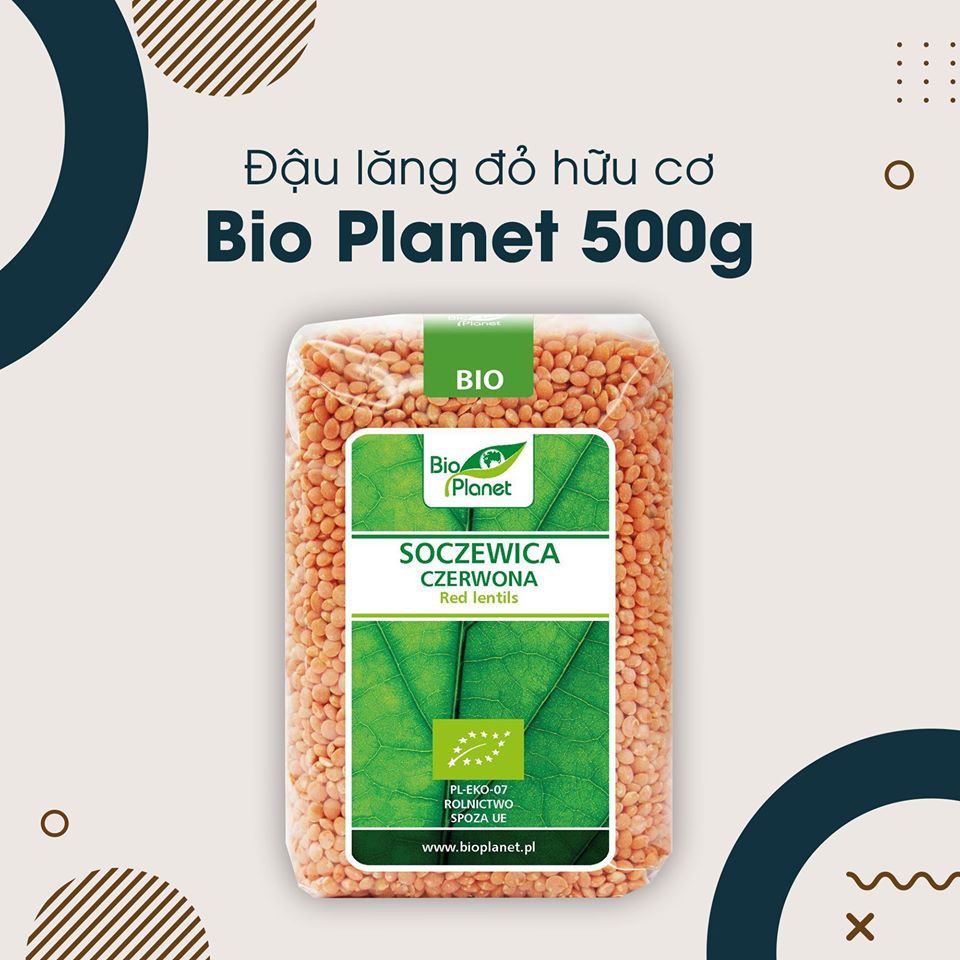 Đậu lăng đỏ hữu cơ Bio Planet Red Lentils 500g