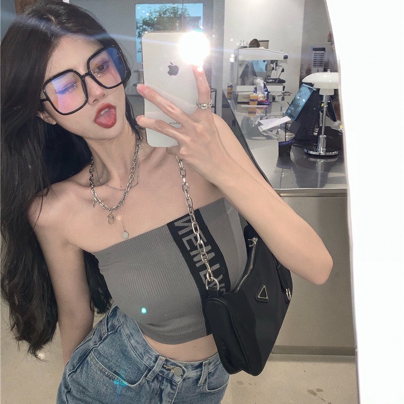 Áo Ống Sát Nách Hoạ Tiết Chữ Thời Trang Mùa Hè Cho Phái Nữ