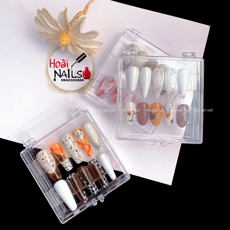 hộp đựng nail box vuông trong