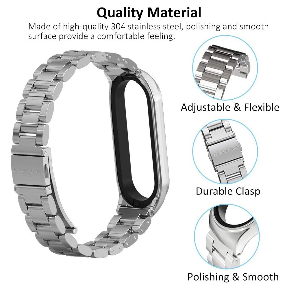 Dây Đeo Inox Cho Đồng Hồ Thông Minh Xiaomi Mi Band 8 7 6 5 4 3