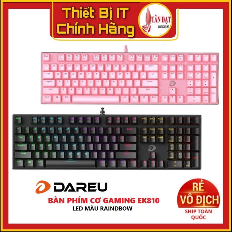 Bàn phím cơ Gaming DAREU EK810 - Pink - Black (MULTI-LED, Blue/ Brown/ Red D switch)