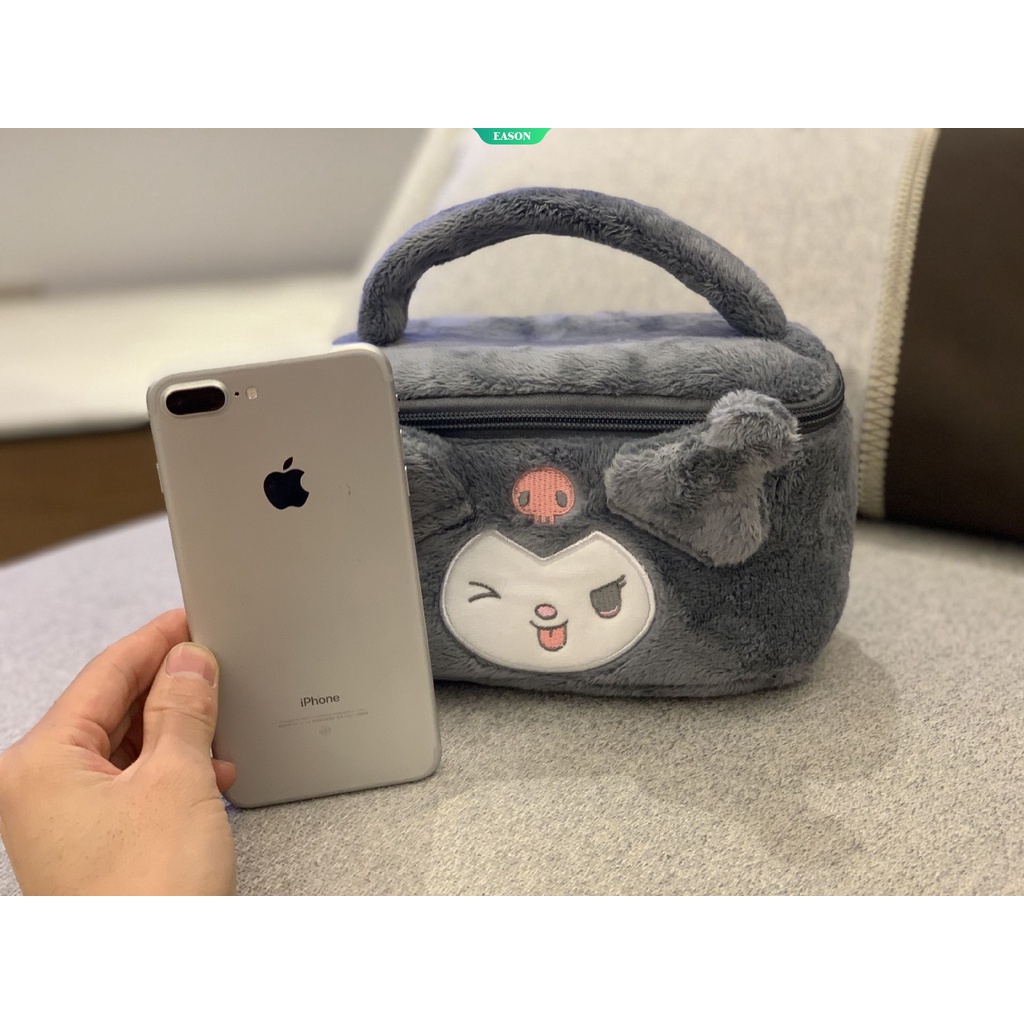 Túi Đựng Mỹ Phẩm Bằng Lông Nhung Dễ Thương Sức Chứa Lớn Kuromi Và My Melody Làm Quà Tặng Sinh Nhật Cho Bé Gái