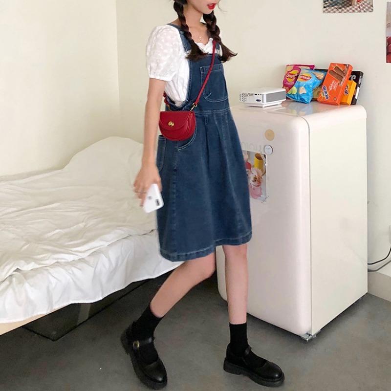 Đầm Yếm Denim Phong Cách Hàn Quốc Dành Cho Nữ