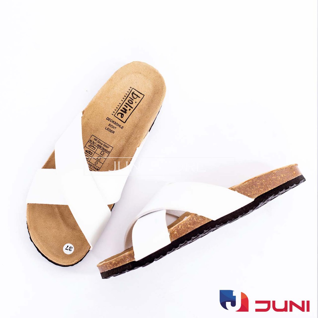 [DA PU-CHỐNG NƯỚC] PU03- Dép sandal quai chéo da PU, đế trấu Bioline Birken - Xuất khẩu châu Âu - Juni Store