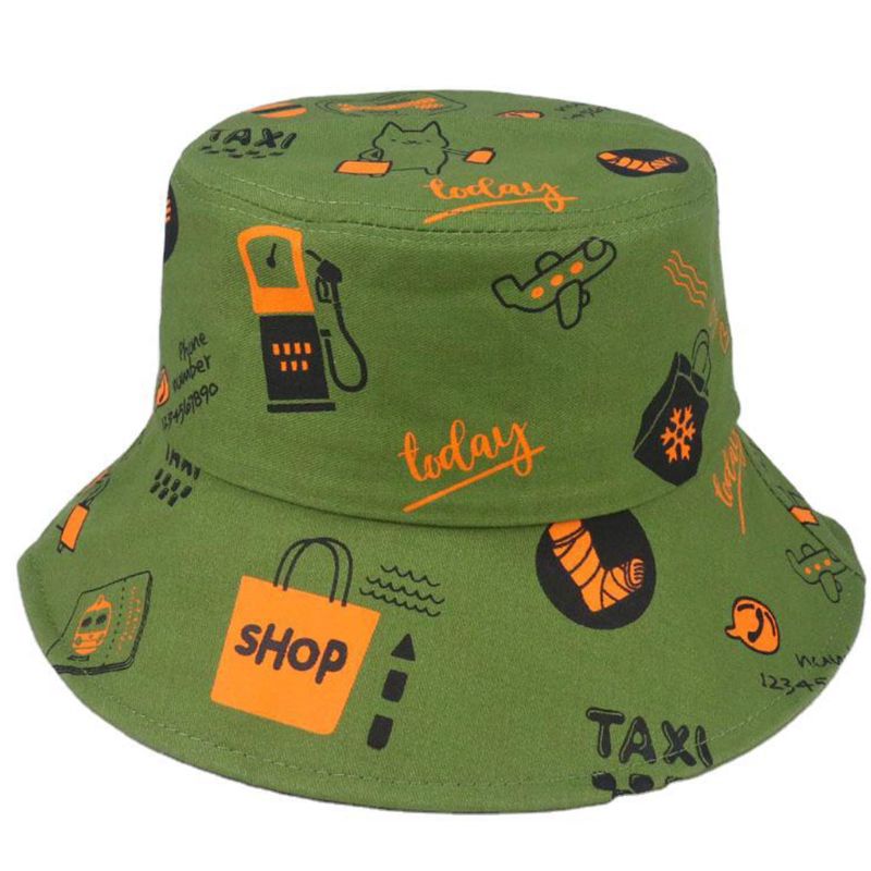 Xiangbao Mũ Bucket Chống Nắng In Chữ Graffiti Phong Cách Harajuku Nhật Bản Cho Nam Và Nữ