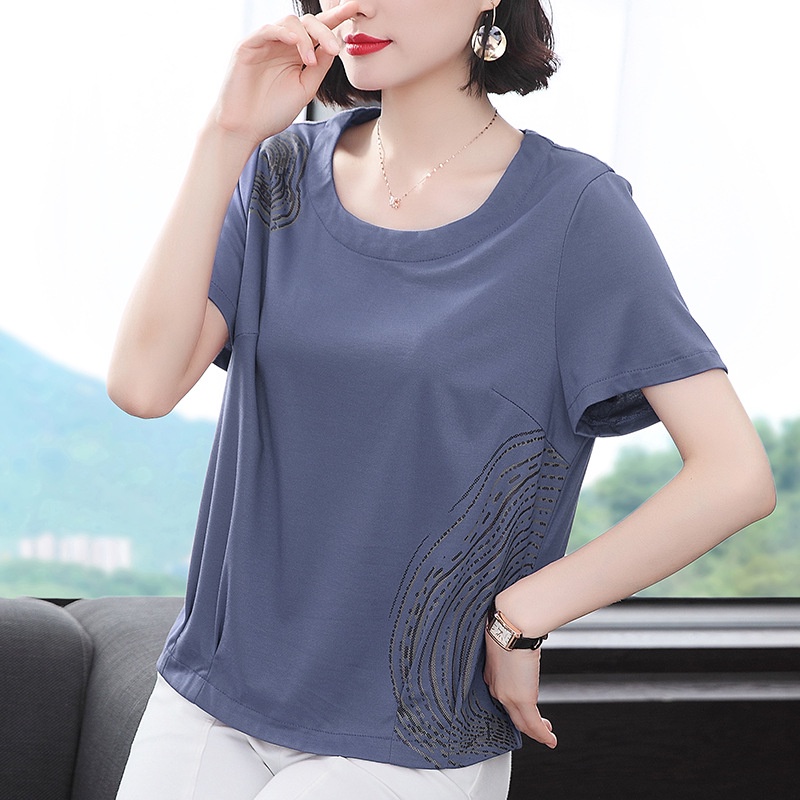 NT7251 Áo thun nữ hè tay ngắn cho người trung tuổi hàng nhập (50-75kg)