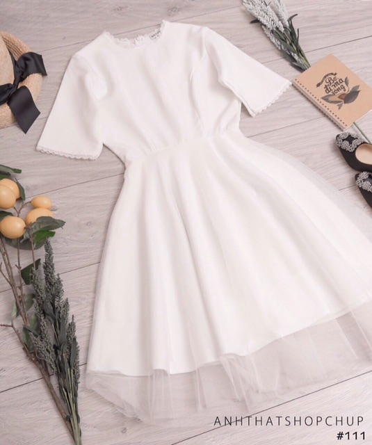 váy trắng dự tiệc ngắn tay kiểu dáng basic kèm ảnh thật MS139 SẴN | BigBuy360 - bigbuy360.vn
