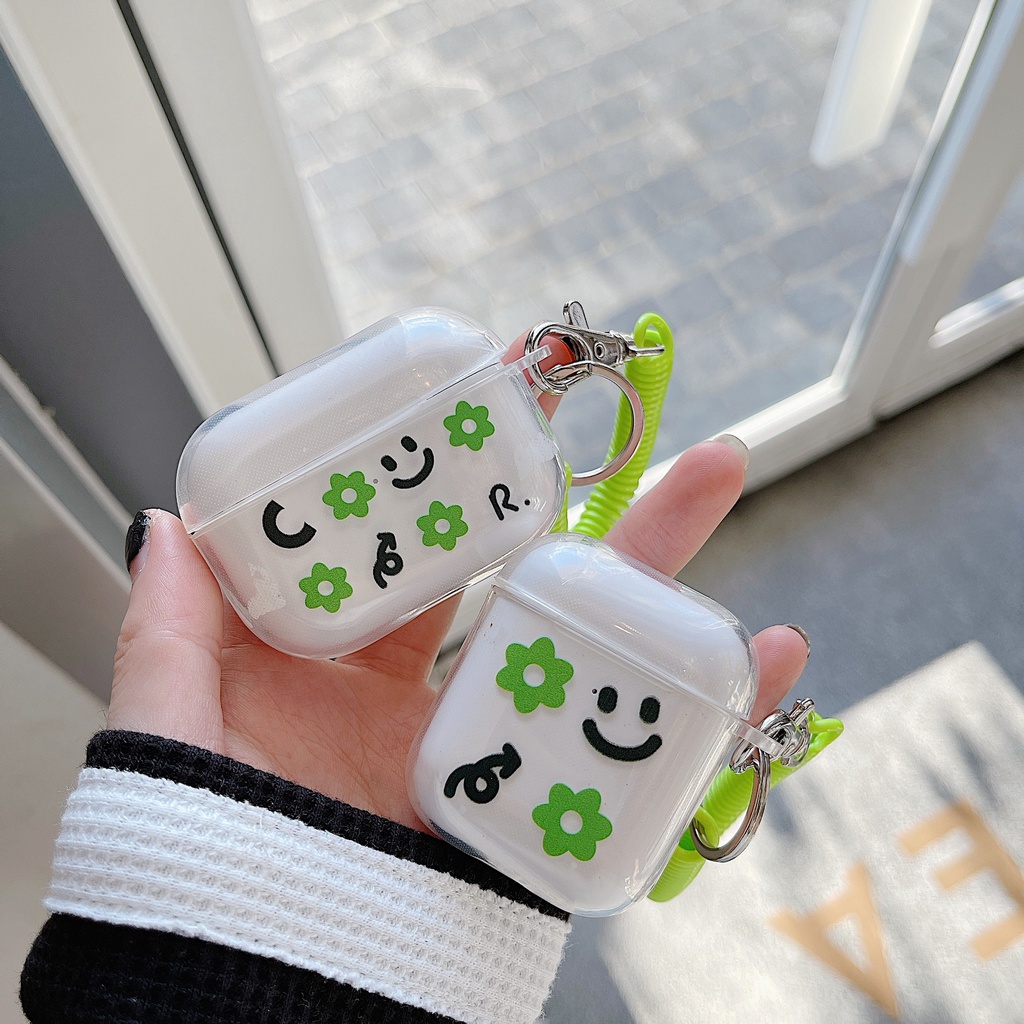 Vỏ Bảo Vệ Hộp Sạc Tai Nghe airpods 1 2 Pro 3rd Generation Pro 1/2 Trong Suốt Chống Sốc Họa Tiết Hoạt Hình Kèm Dây Đeo Kiểu Nhật Hàn