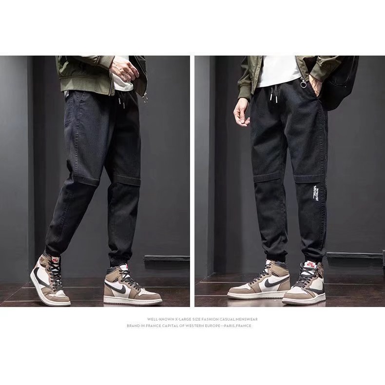 Quần Jean Thể Thao Thắt Dây Lưng Thun Mỏng Dài Đến Mắt Cá Chân Hàng Mới Cho Nam