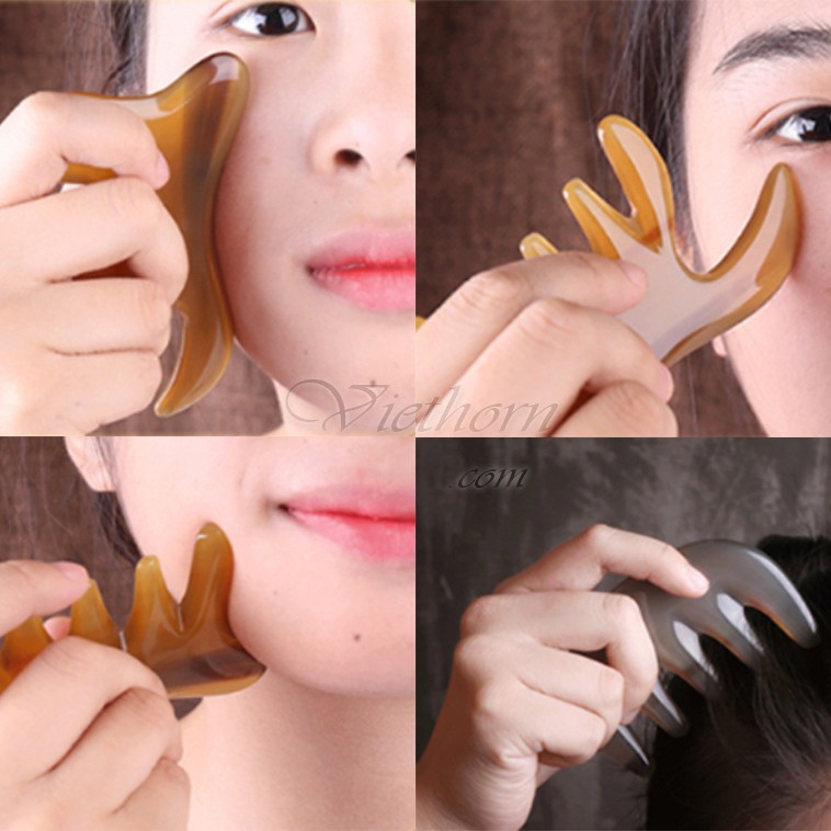 Lược đa năng bằng sừng "3 trong 1" chải tóc/massage/làm đẹp VIETHORN
