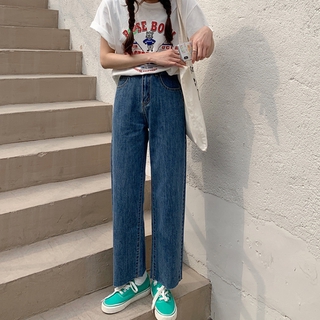 Quần jeans nữ lưng cao ống đứng thời trang