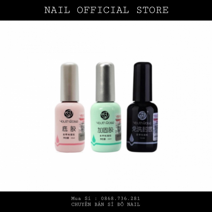Bộ 3 Base , Top , Cứng Móng Hoa Hồng 15ml