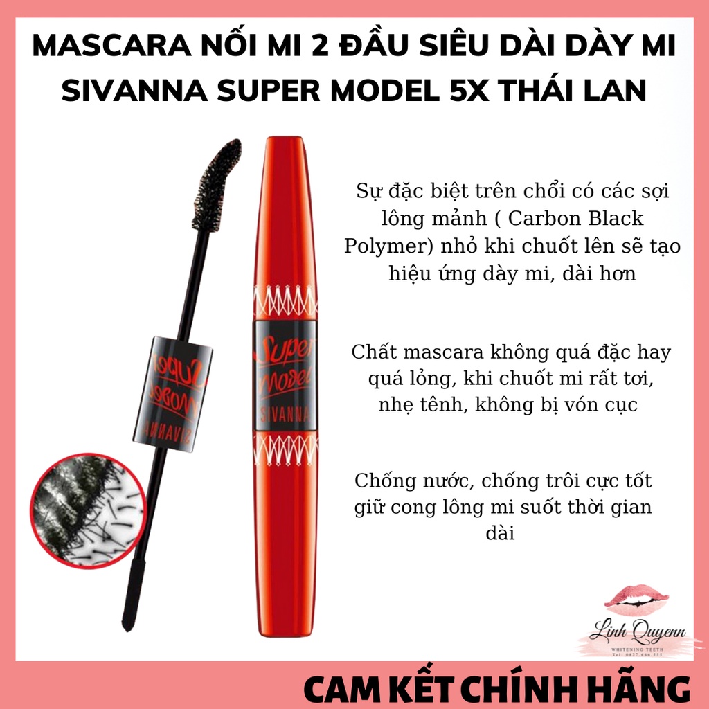 Mascara Nối Mi 2 Đầu Sivanna Super Model 5X Long Deep Black Waterproof