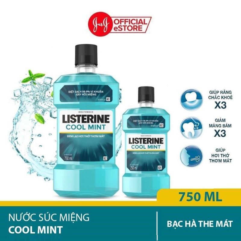 Nước súc miệng LISTERINE diệt khuẩn giữ hơi thở thơm mát Cool Mint