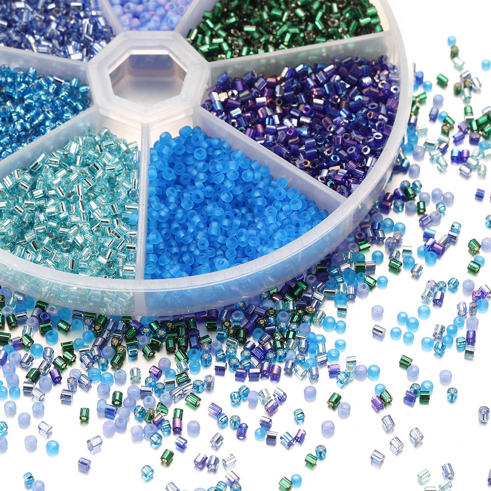 Bộ 6300 hạt cườm hạt thủy tinh hỗn hợp 2mm dùng cho làm trang sức thủ công xinh xắn