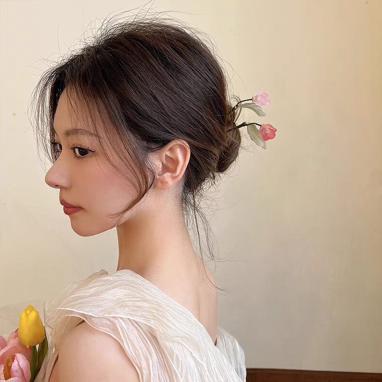 Trâm cài tóc phong cách cổ trang đơn giản hình hoa TIMSTORE phụ kiện búi tóc thời trang