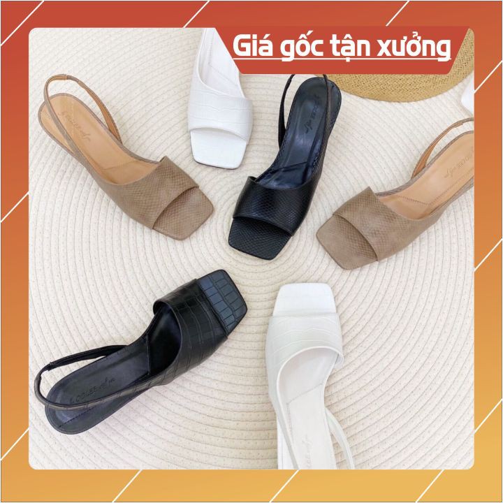 [ẢNH CHỤP] Giày Cao Gót Nữ Hàng Hiệu Giá Xưởng Sandal Quai Lệch Sành Điệu 5cm MS.GC.0110