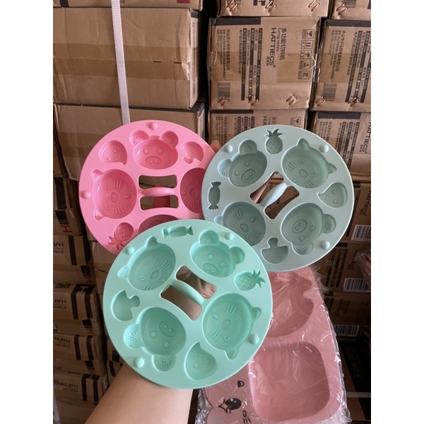 Khuôn silicon có nắp đậy làm bánh chế biến đồ ăn dặm cho bé - khuôn nướng bánh - khuôn hấp bánh silicon