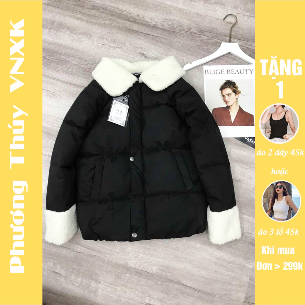 Áo khoác phao nữ PHƯƠNG THÚY VNXK  - áo phao nữ Hàn quốc béo đại hàn dày dặn form rộng cổ lông tay lông cực ấm  2021