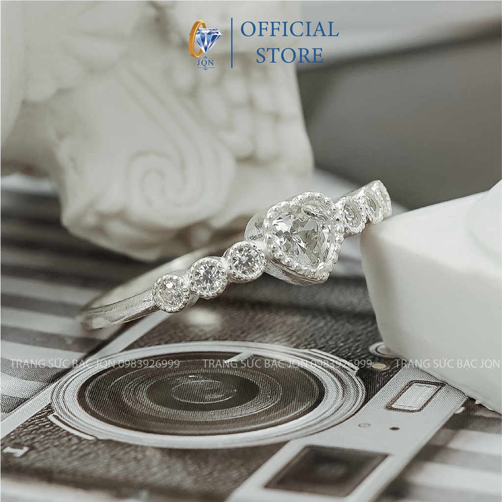 Nhẫn Bạc Nữ JQN Nhẫn Đính Đá Nhỏ Trái Tim N31