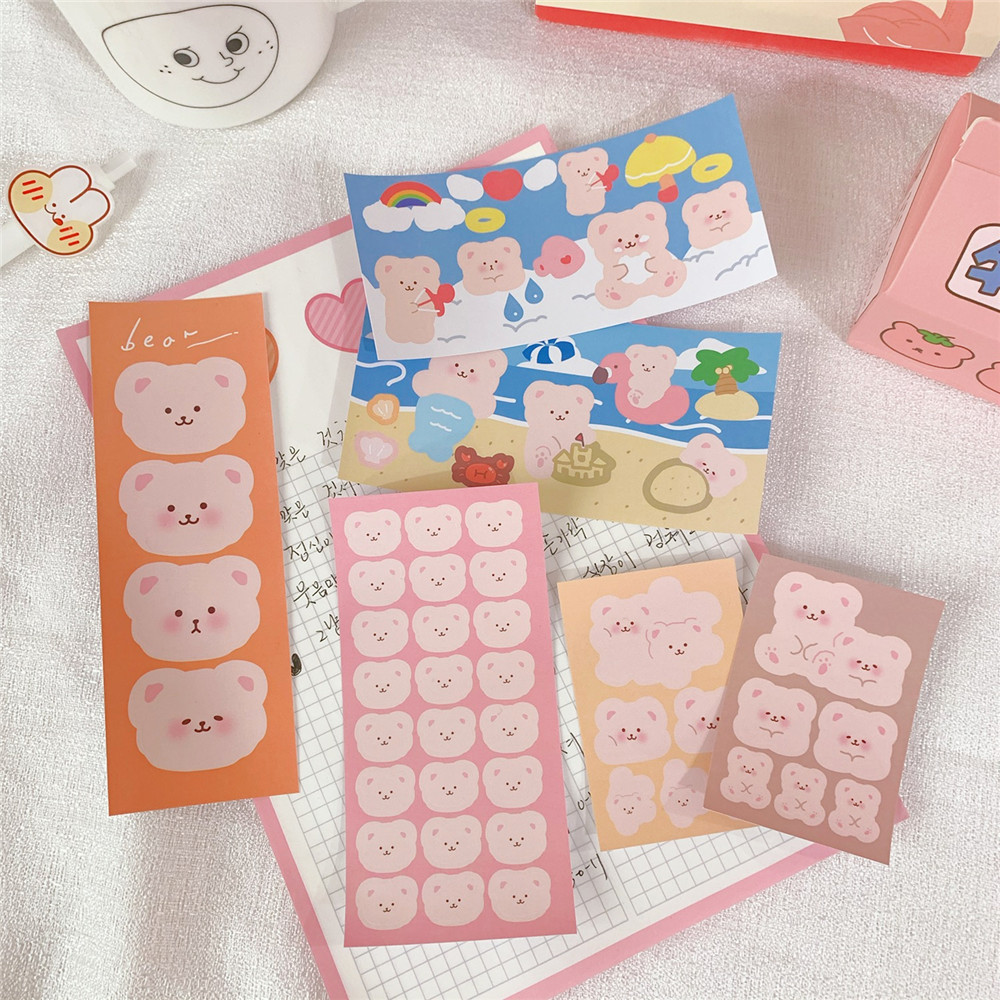 Sticker trang trí điện thoại hình chú gấu đáng yêu DIY