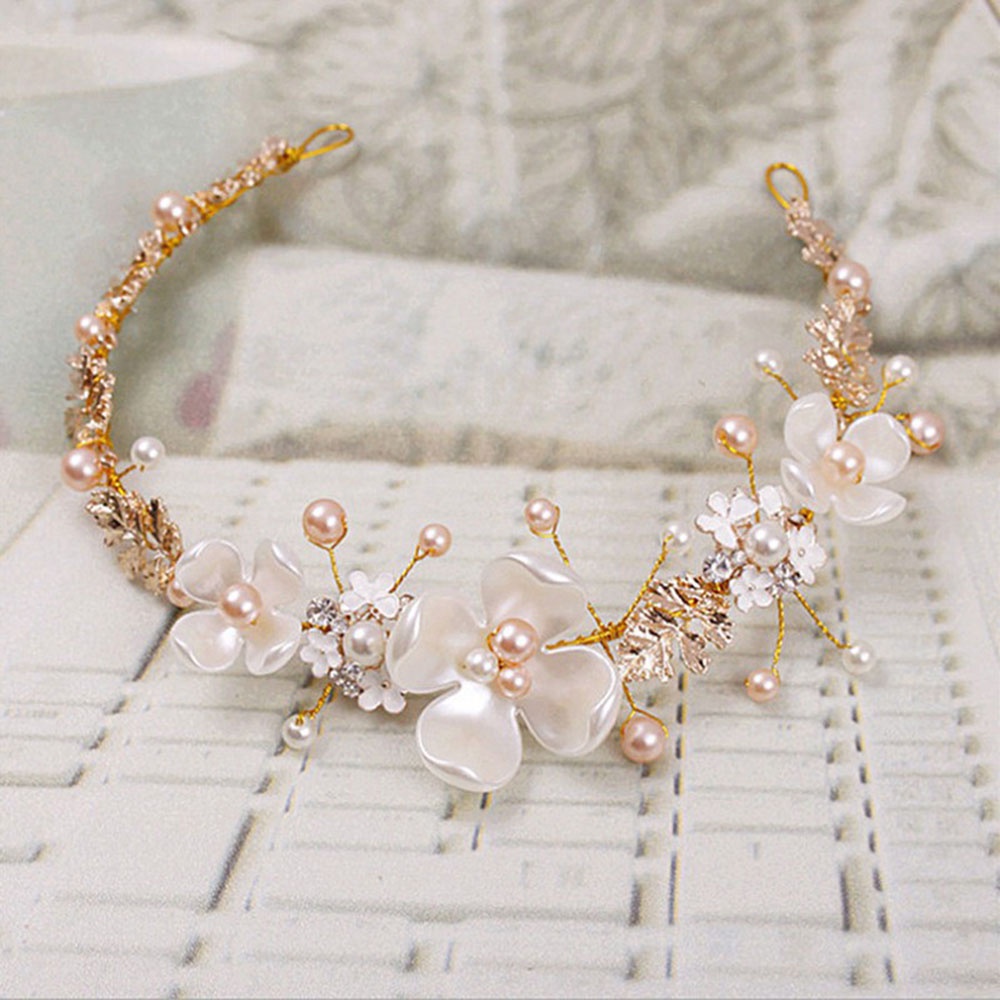 Vương miện cài tóc đính ngọc trai nhân tạo nhiều màu sắc cho bé gái