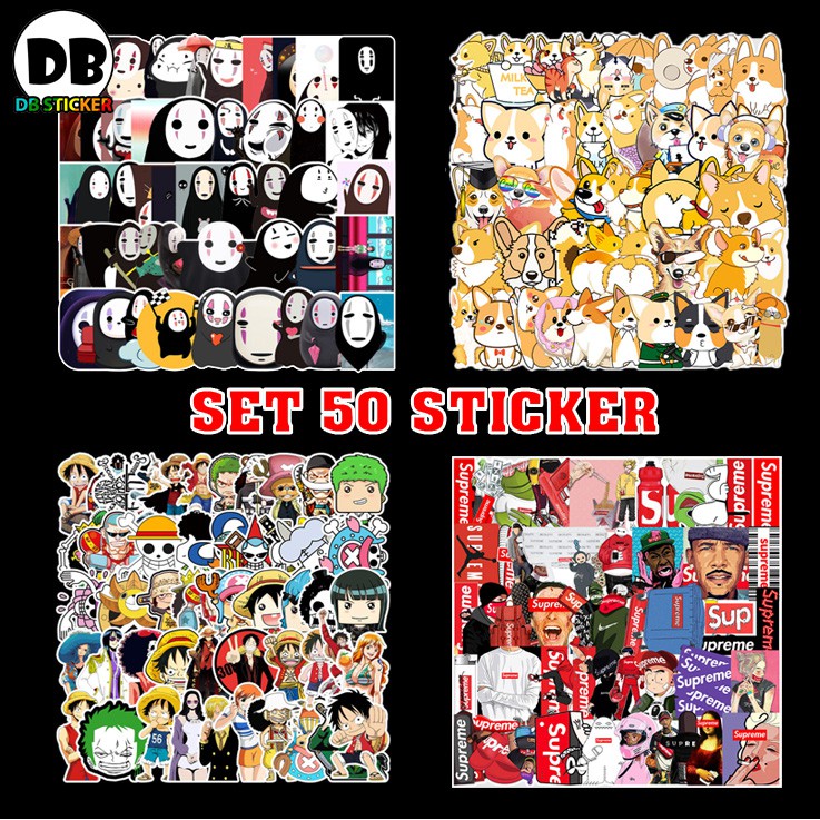 [Set 50 Cái] Sticker cute, dễ thương mẫu HOT nhất dán trang trí laptop, mũ nón bảo hiểm, vali, xe tay ga, ván trượt