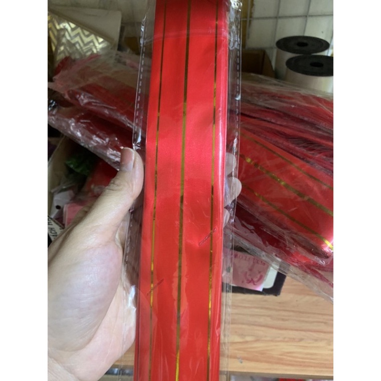 Combo 10 chiếc nơ rút bản to 5cm viền vàng, đủ màu, phụ kiện trang trí