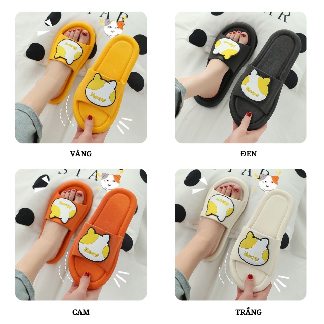 Dép Lê Nữ Quai Ngang Ulzzang Hình Mèo Xinh Xắn - Dép Đế Xuồng Đi Học Đi Chơi Chống Trơn Trượt Hot 2021 - Daube D040_2