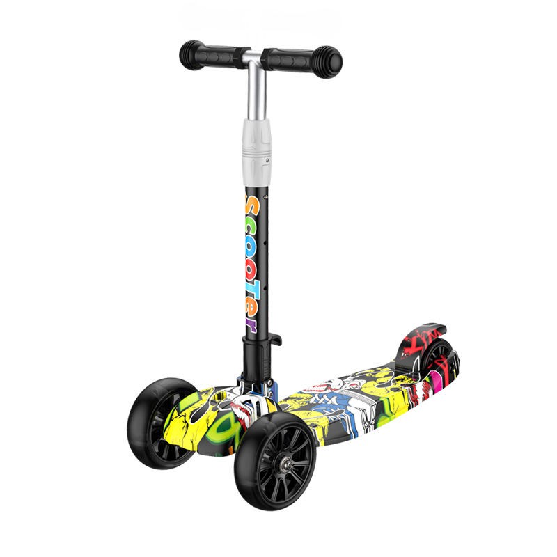 Xe trượt Scooter phong cách mới dành cho trẻ em 2-6-8-12 tuổi nhạc gấp nhấp nháy thang máy ván ba bánh bốn bé tr