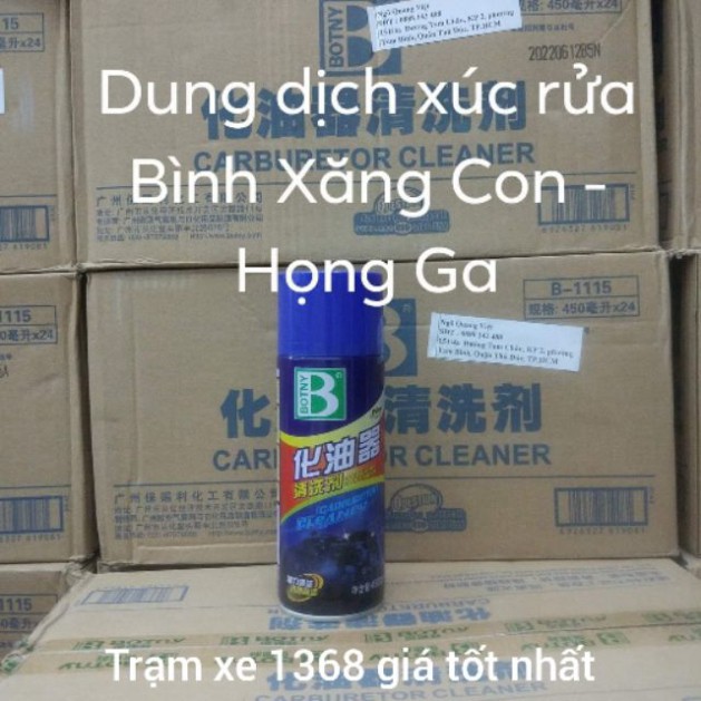 [G01] DUNG DỊCH XÚC BÌNH XĂNG CON BOTNY 450ML, XỊT RỬA HỌNG GA, VỆ SINH KIM PHUN SIÊU SẠCH TIỆN LỢI S033