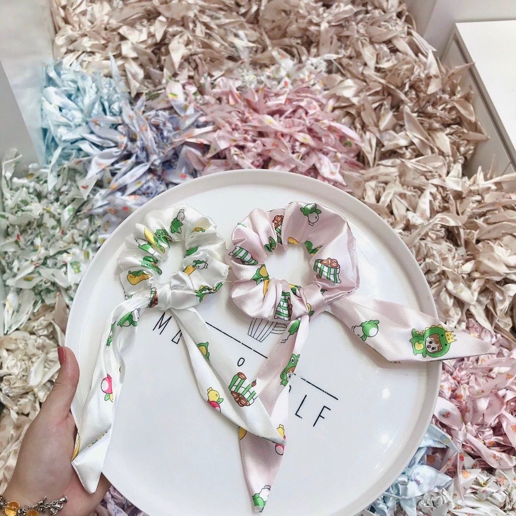 Cột tóc vải Scrunchies nơ dài xinh- Nhiều hình