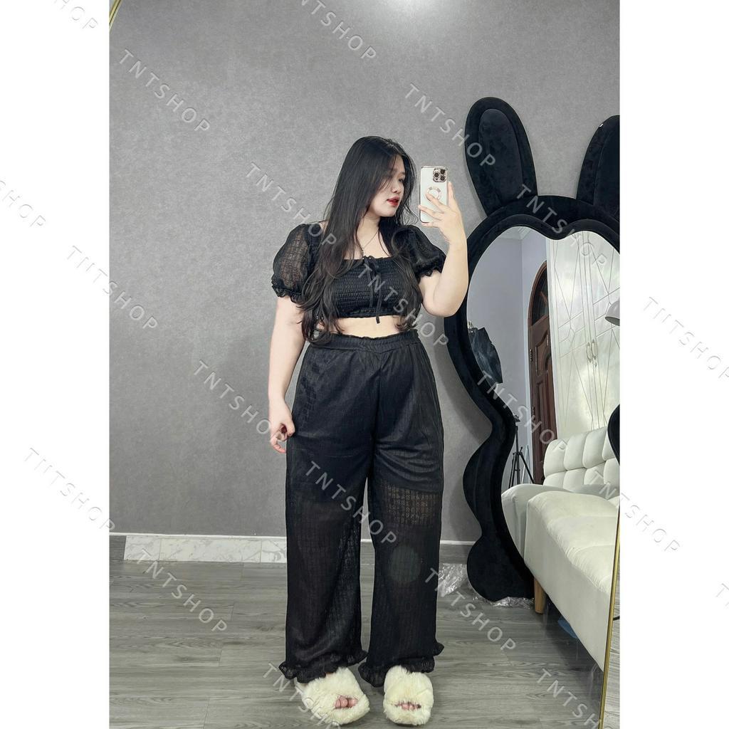 SET REN MỊN ÁO NHÚN QUẦN DÀI VIỀN BÈO [TNT SHOP BIGSIZE 60KG 90KG]