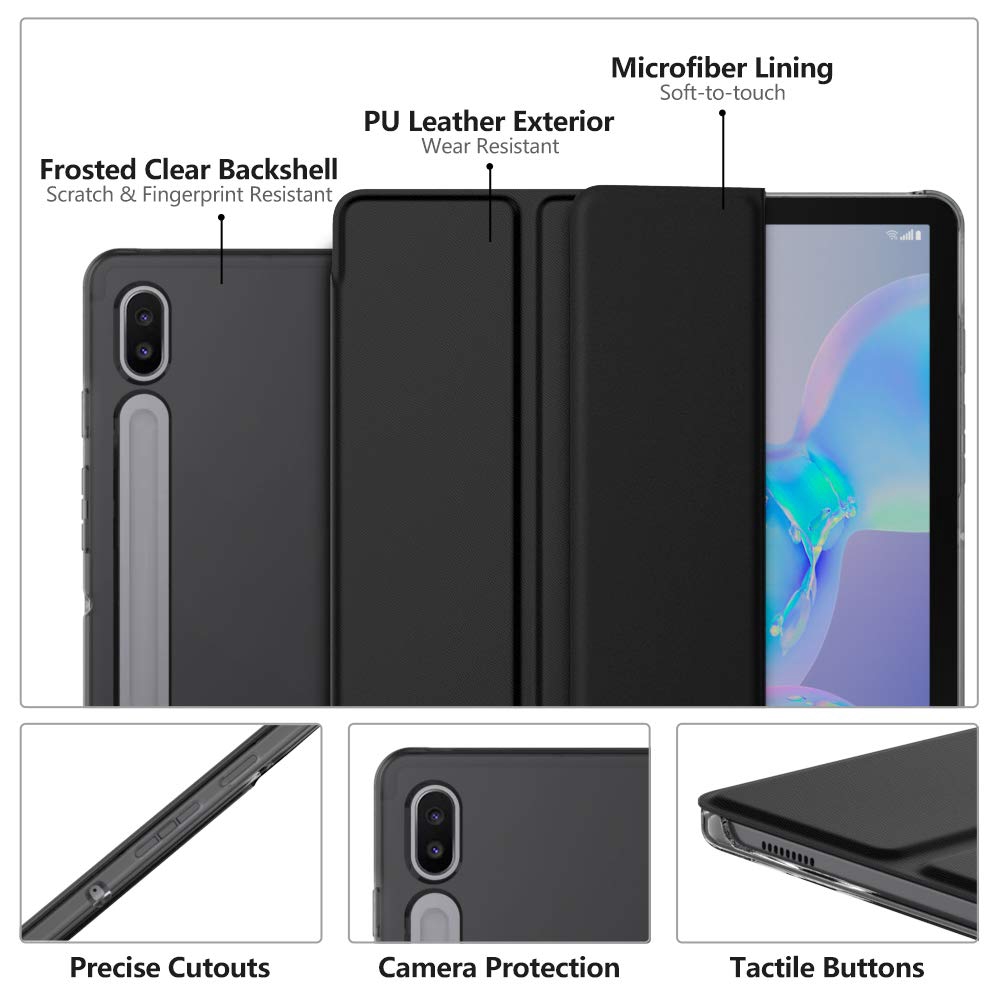 Bao Da Máy Tính Bảng Nắp Gập Ba Khúc Thông Minh Siêu Mỏng Kèm Giá Đỡ Cho Samsung Galaxy Tab S6 10.5 2019 SM-T860/T865