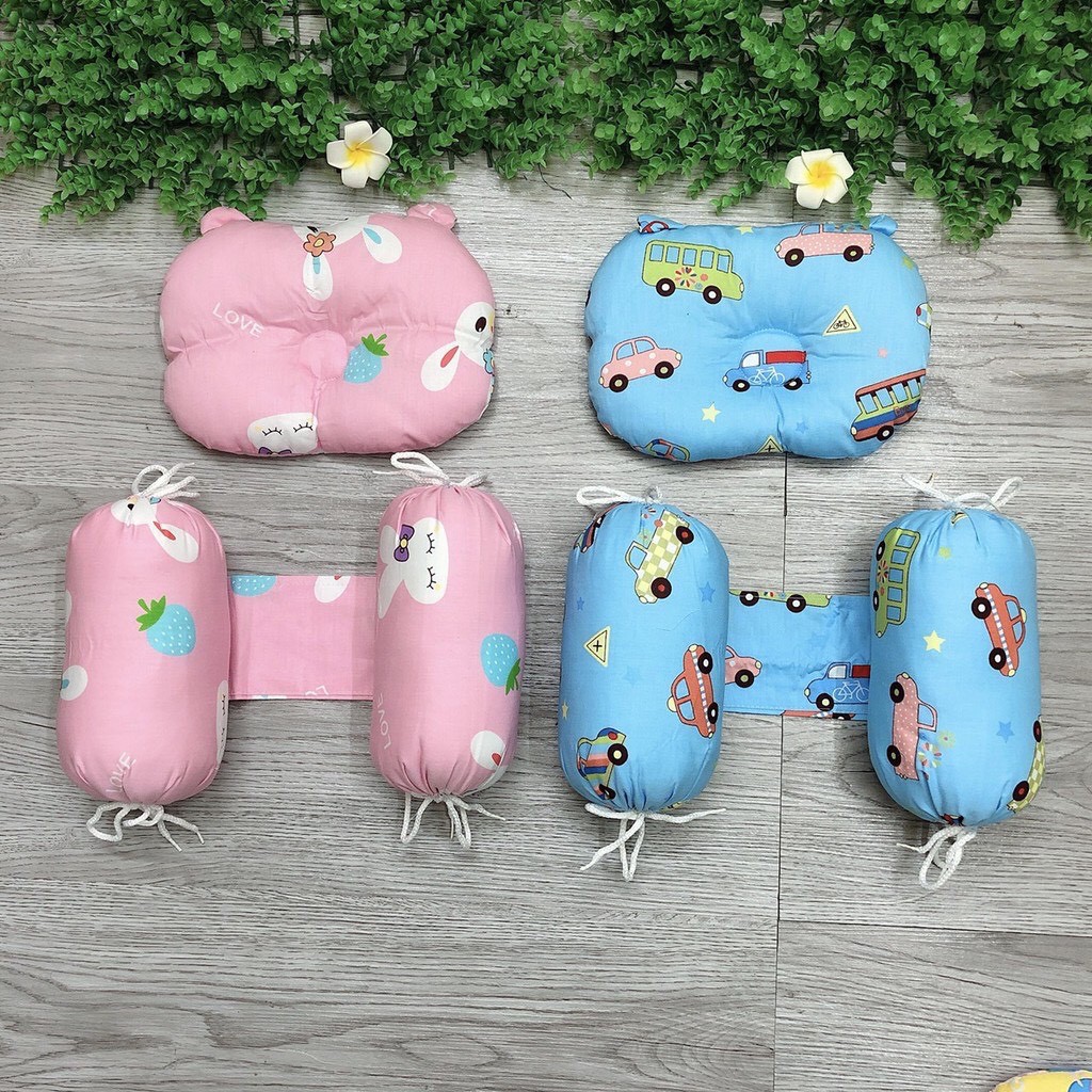 Gối chặn cho em bé sơ sinh Set gối chặn bằng bông cho em bé - Happy Bear