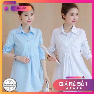 [Tặng Vòng Dâu Tằm Cho Bé] Áo Bầu Công Sở Sơ Mi Dài Tay