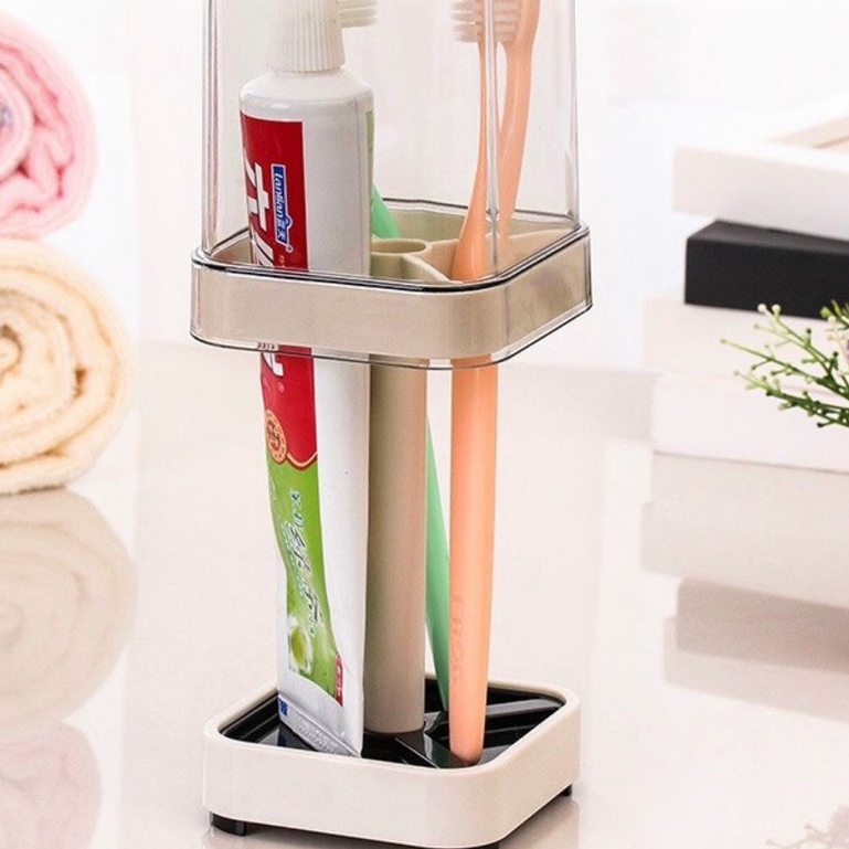 Hộp Đựng Bàn Chải Kem Đánh Răng 4 Ngăn Tiện Dụng Kèm Cốc Nắp Đậy Sạch Sẽ An Toàn T2 ( #hộp #đựng #bàn #chải )