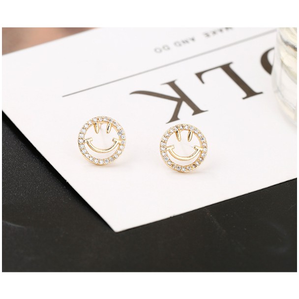 Bông tai Bạc 925 Phong Cách Hàn Quốc - MẶT CƯỜI TỎA SÁNG ( Cao Cấp )- ẢNH CHỤP THẬT