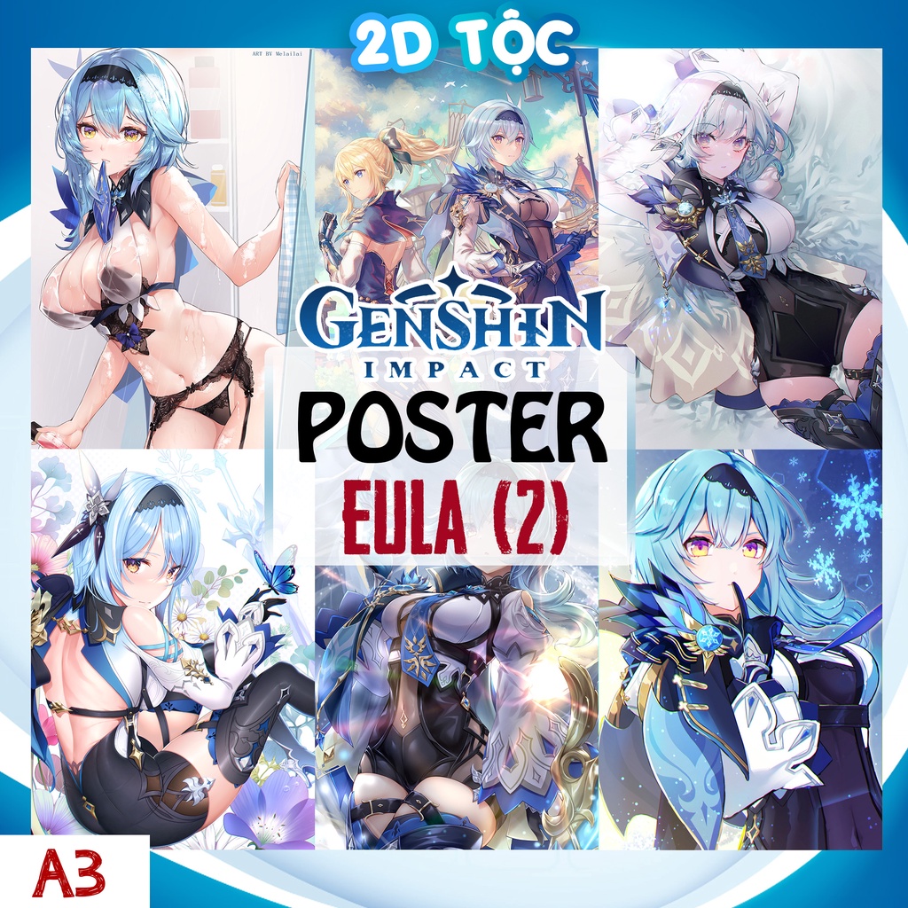 Poster A3 Eula  (2) Game Genshin Impact - 2D Tộc Shop