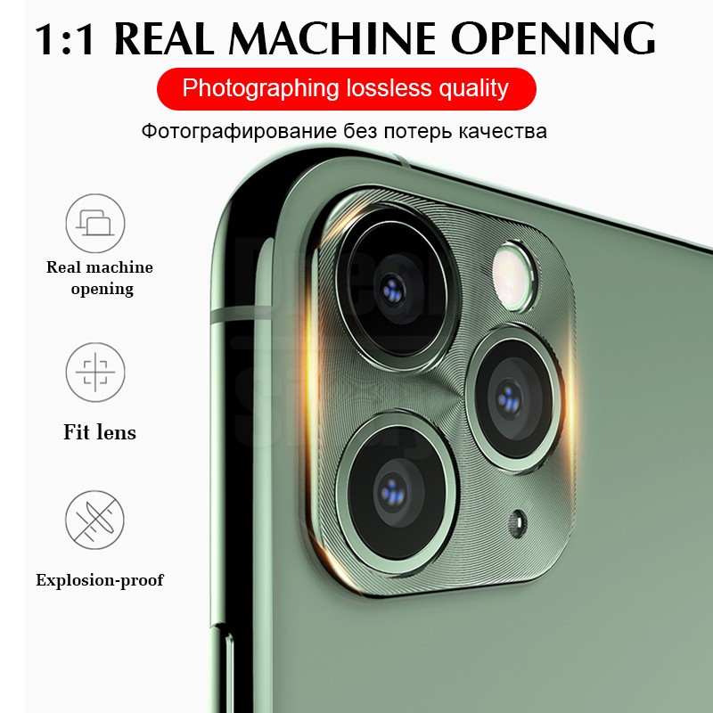 Vỏ máy ảnh bảo vệ đầy đủ cho iPhone 11 Pro X XR XS Max 8 7 6s Plus Mạ kim loại Vỏ kim loại sang trọng Bảo vệ ống kính