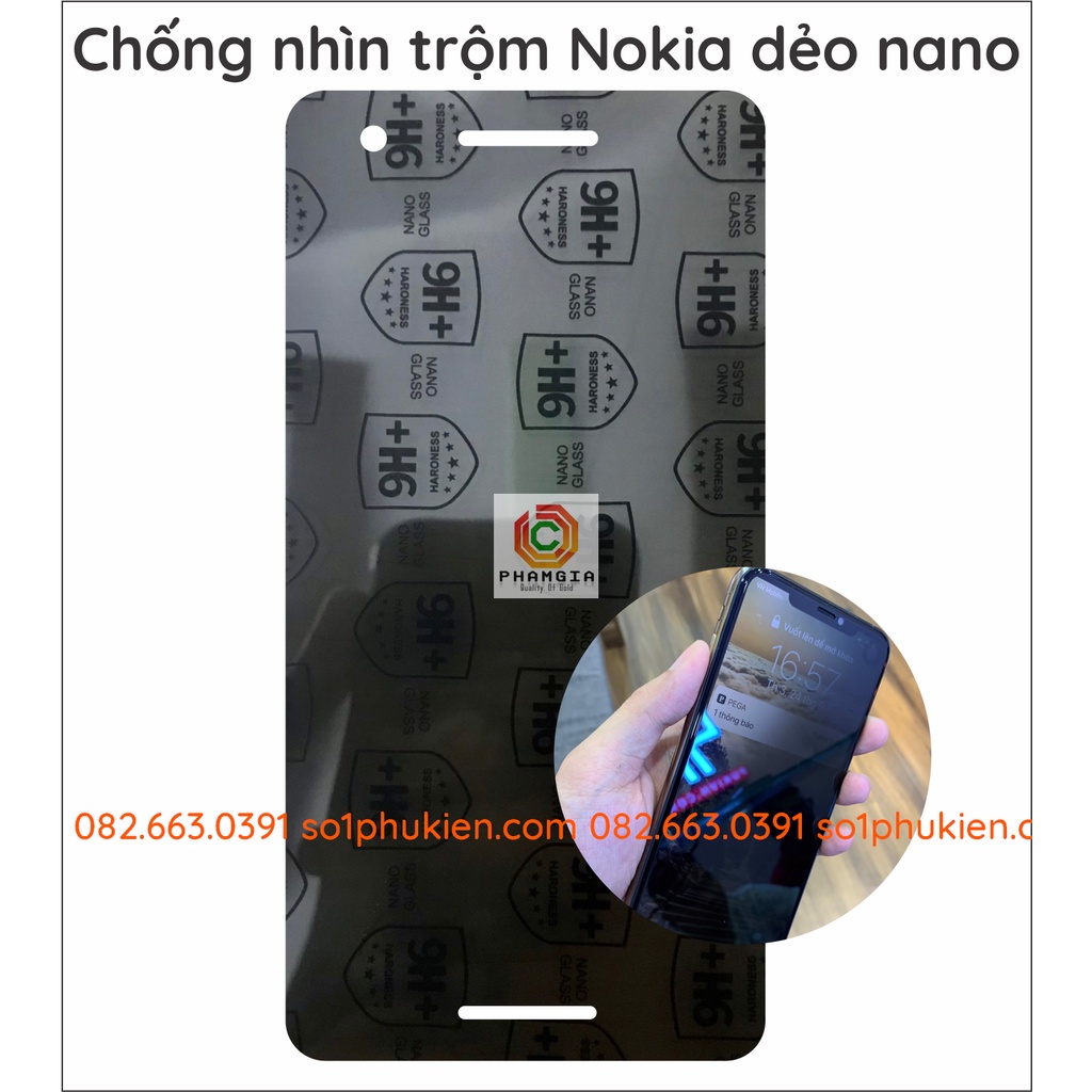 Dán cường lực chống nhìn trộm Nokia 1 / 1+ / 2 / 2.1 / 2.2 / 2.3 / 3 / 3.1 / 3.1+ / 3.2 dẻo nano