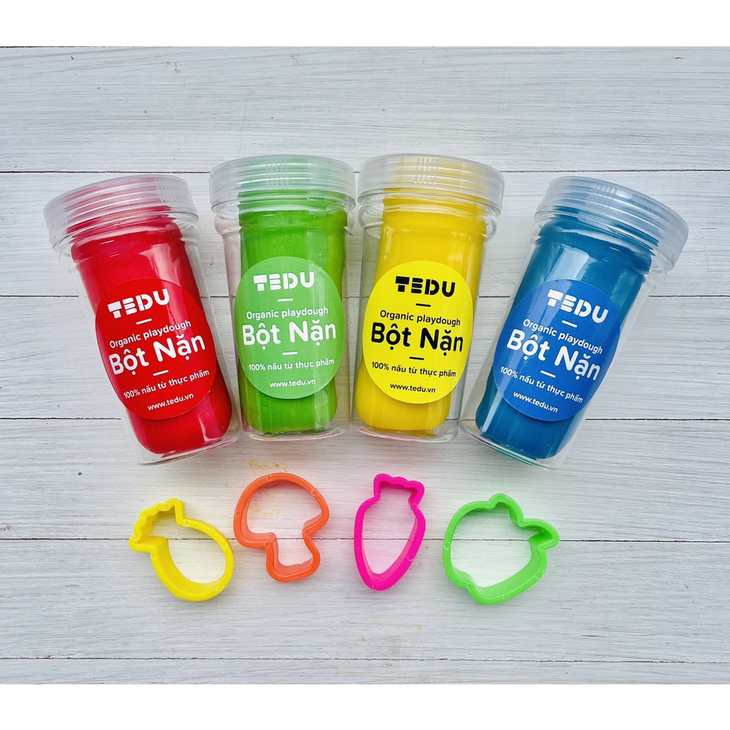 Đất Nặn Bột Nặn An Toàn TEDU SET 4 HỦ 560GR