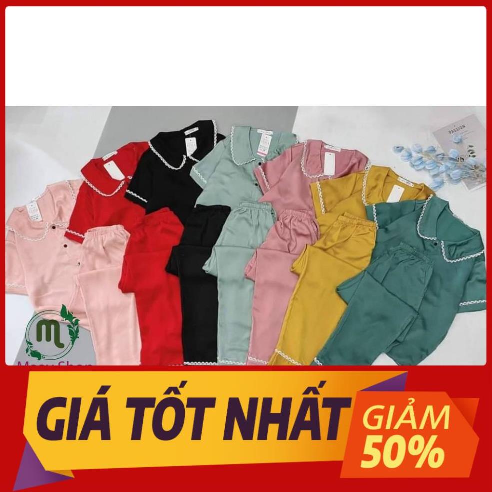 Sale Đồ bộ Pijama lụa satin viền ren cao cấp nữ