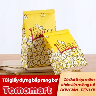 Túi giấy đựng bắp rang bơ có đai thép mềm khóa miệng chống thấm dầu tiện lợi