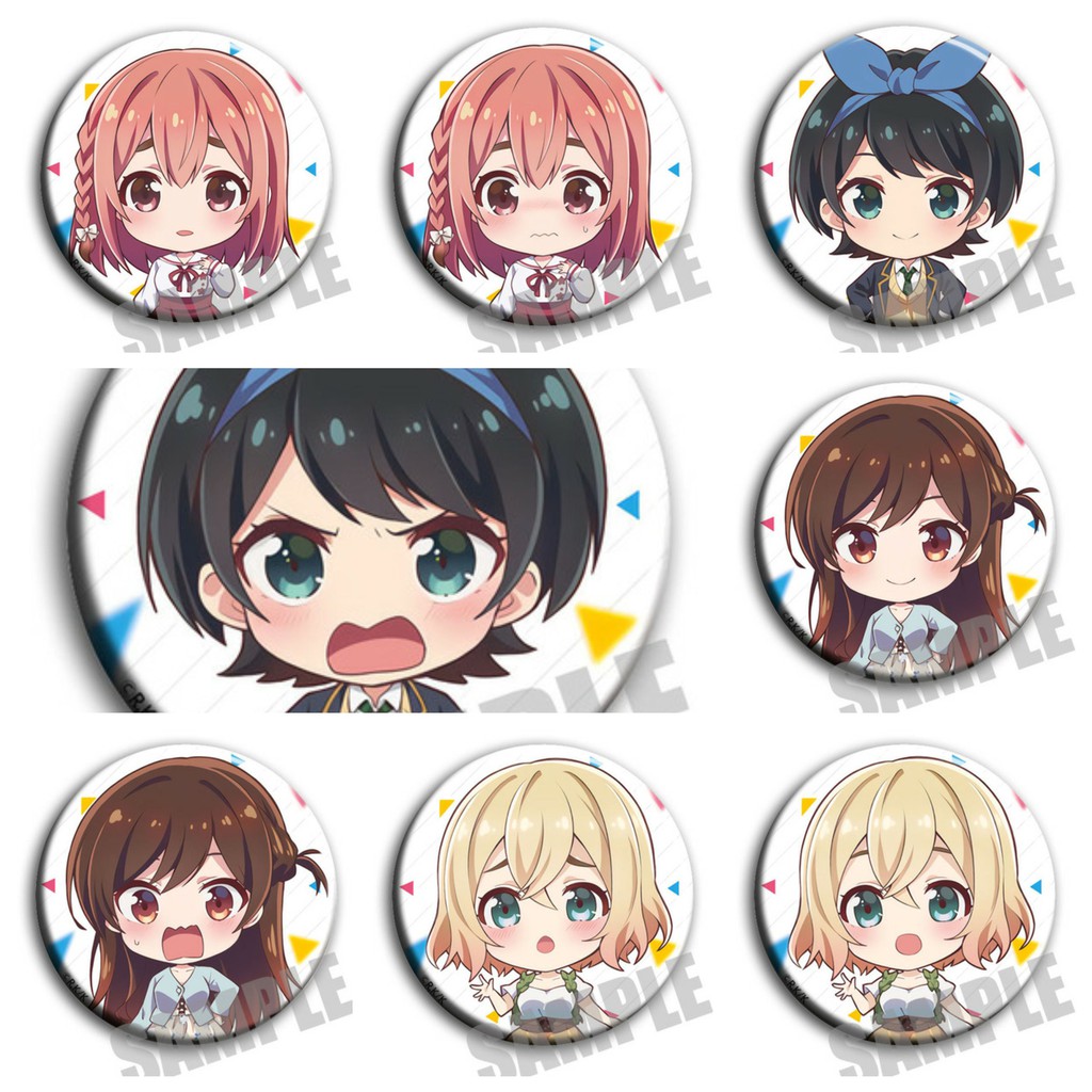 Huy hiệu cài áo IN HÌNH Kanojo Okarishimasu Dịch vụ thuê bạn gái ver đầu to anime chibi dễ thương