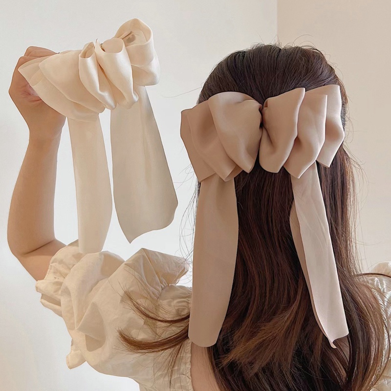 Kẹp Tóc Nơ Lớn Bằng Lụa Phong Cách Hàn Quốc Cổ Điển Dành Cho Nữ