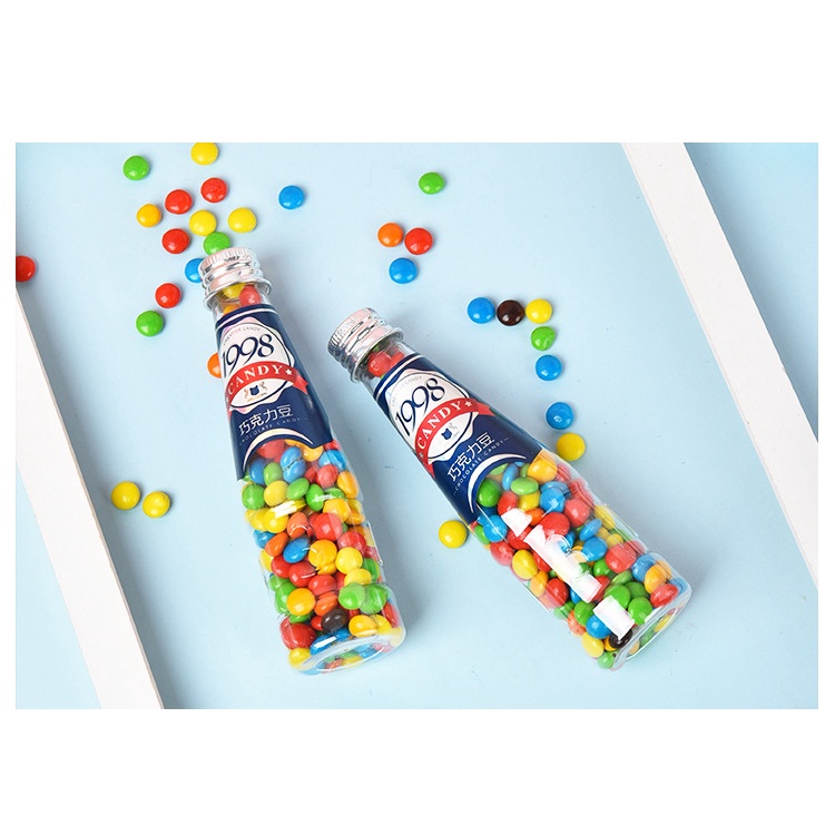[ Quà tặng trẻ em ] Combo 12 chai Kẹo socola đậu đóng chai nhiều màu sắc không chứa phẩm màu ăn vặt siêu ngon chai 70g